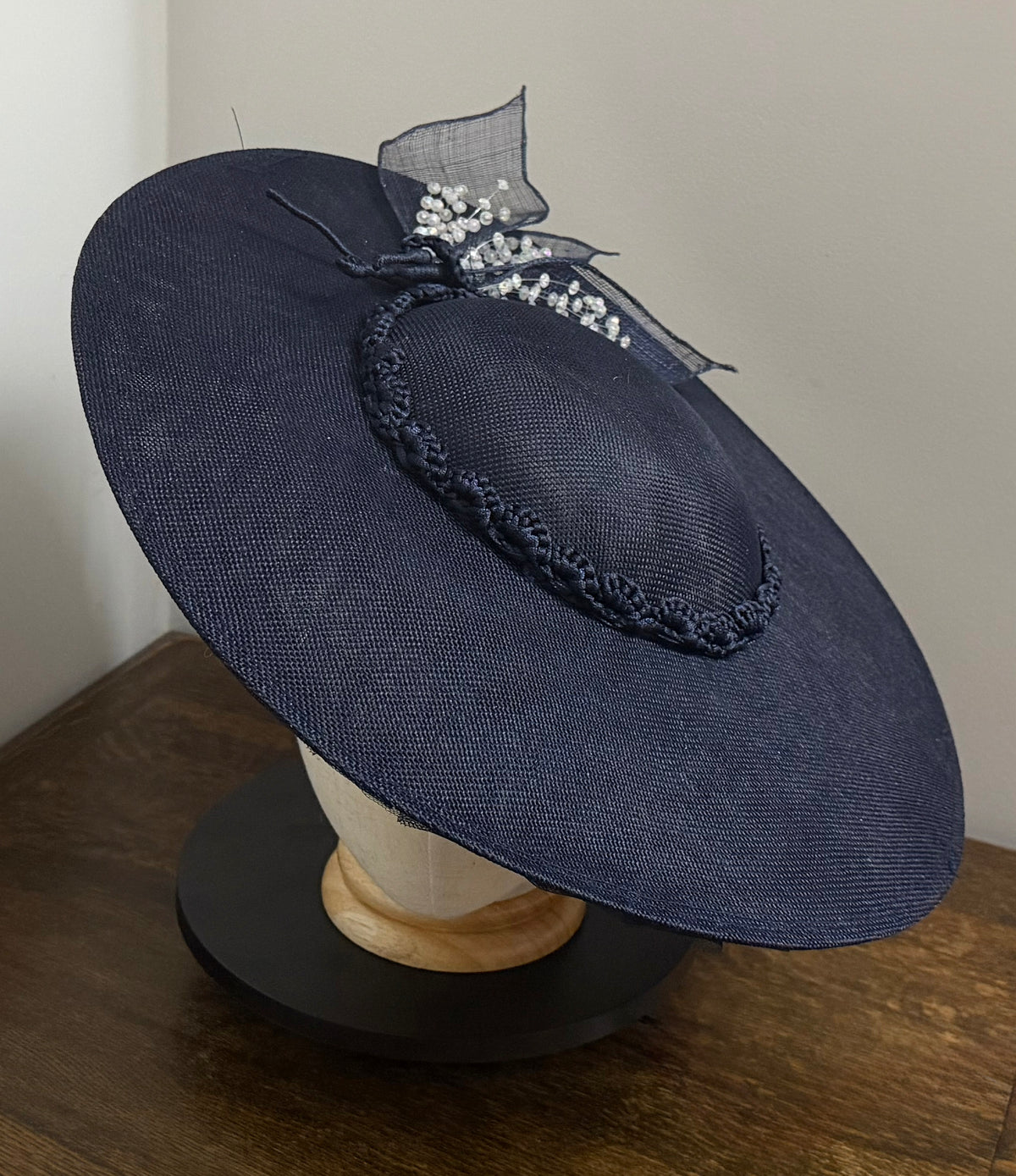 Interlaced Indigo - Traditional Shaped Navy Blue Saucer Fascinator