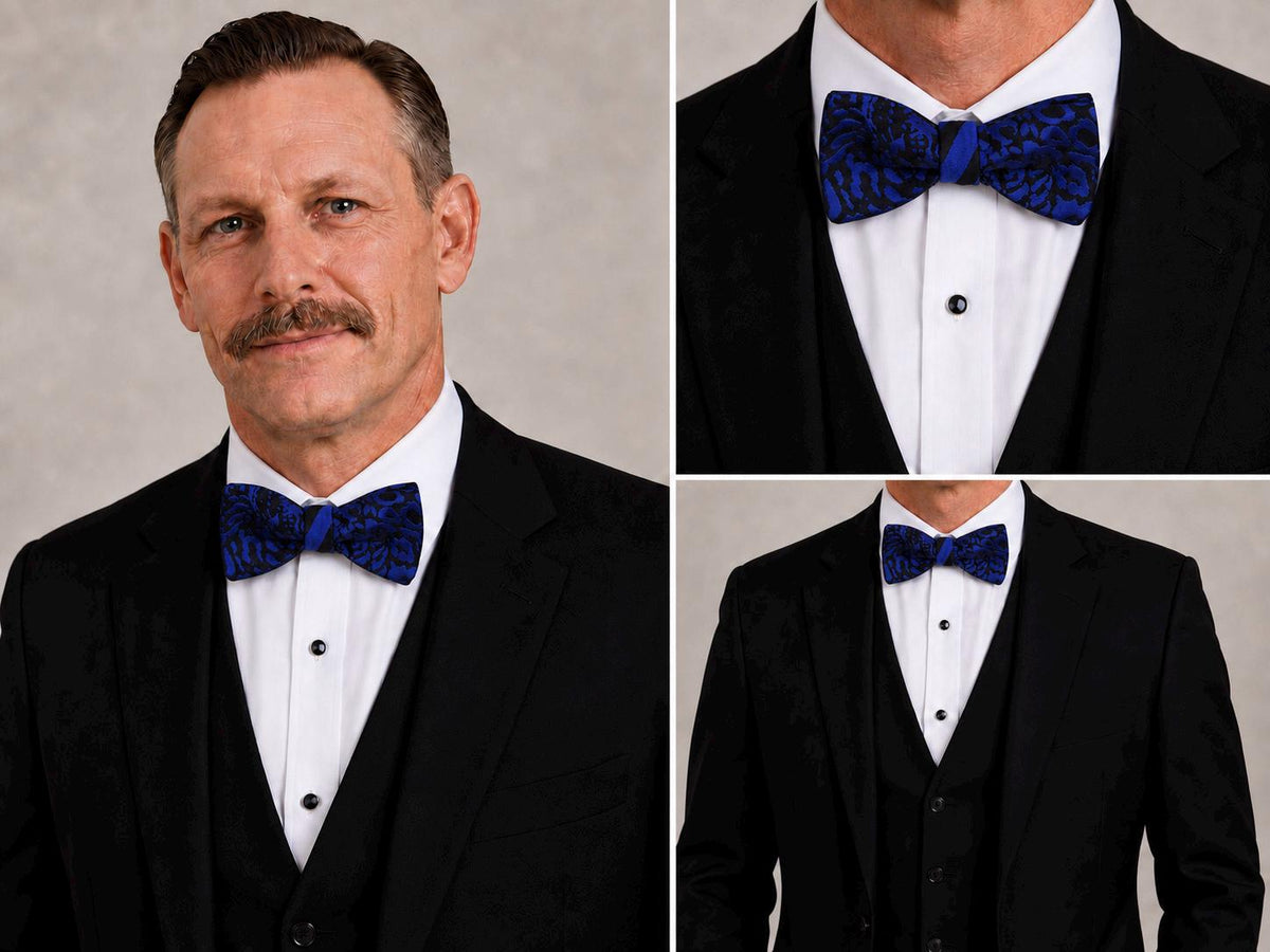 River Bow - Royle Blue & Black Patterned Bowtie