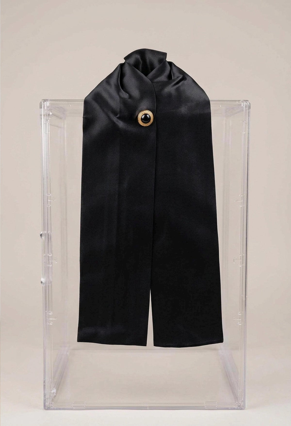Black Satin Cravat with Gold & Black Button