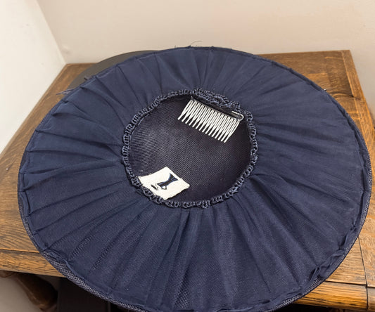 Interlaced Indigo - Traditional Shaped Navy Blue Saucer Fascinator