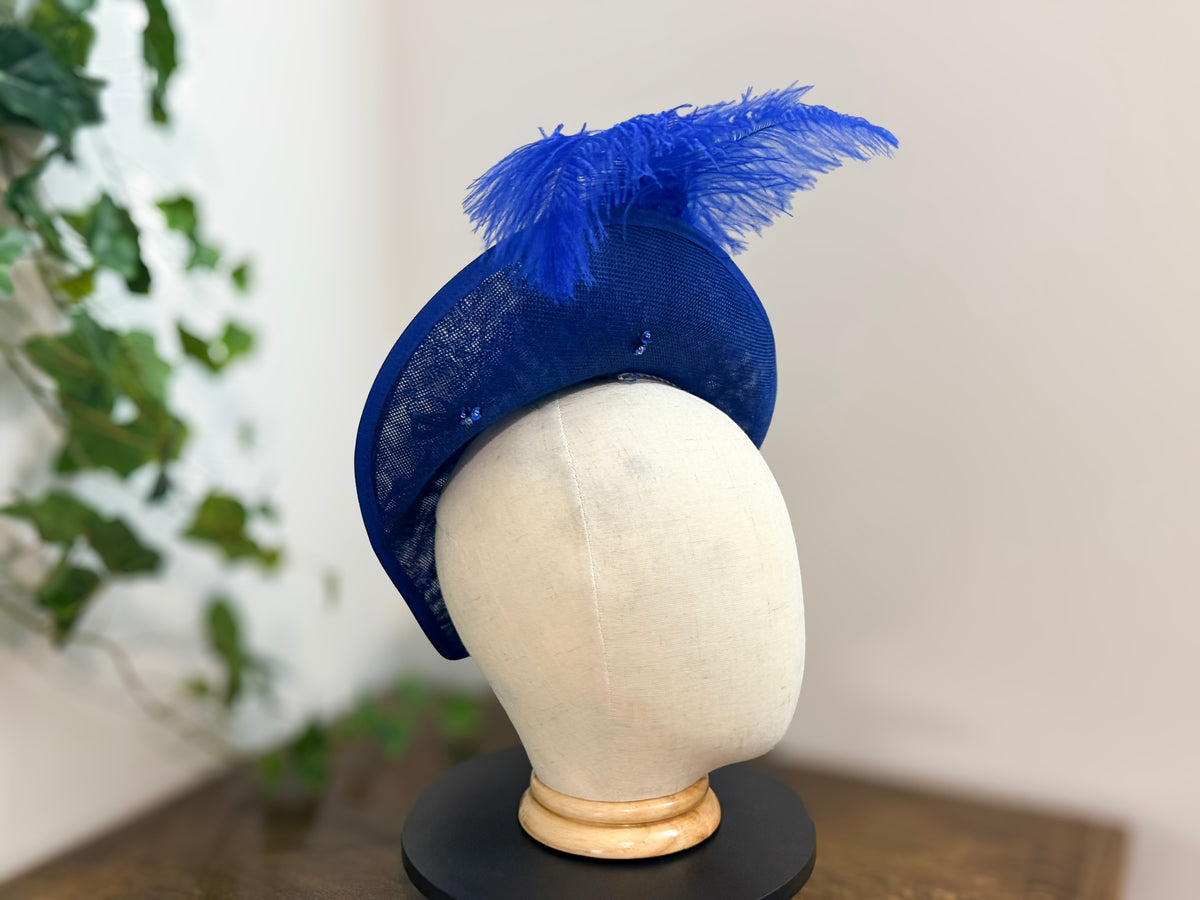 Cobalt Duchess - Heart Shaped Fascinator in Royle Blue