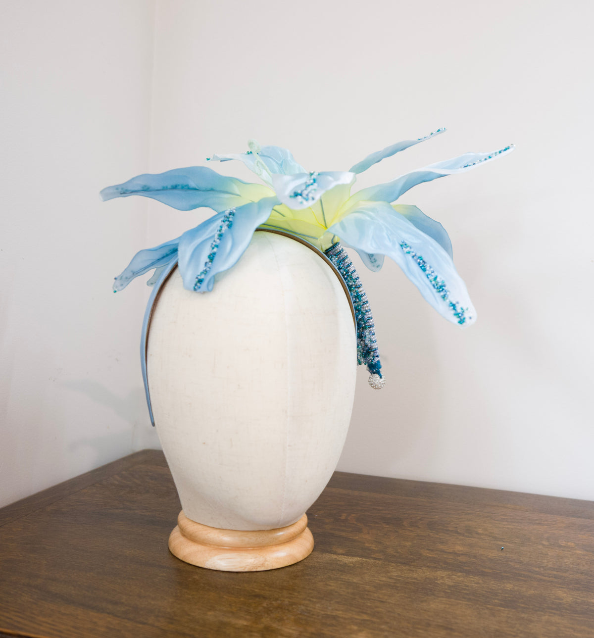 Ocean Blue – Hand-Beaded Floral Headband