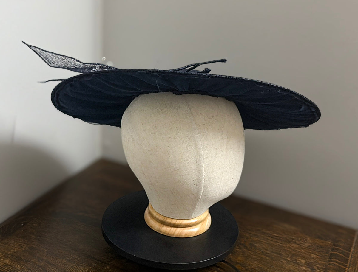 Interlaced Indigo - Traditional Shaped Navy Blue Saucer Fascinator
