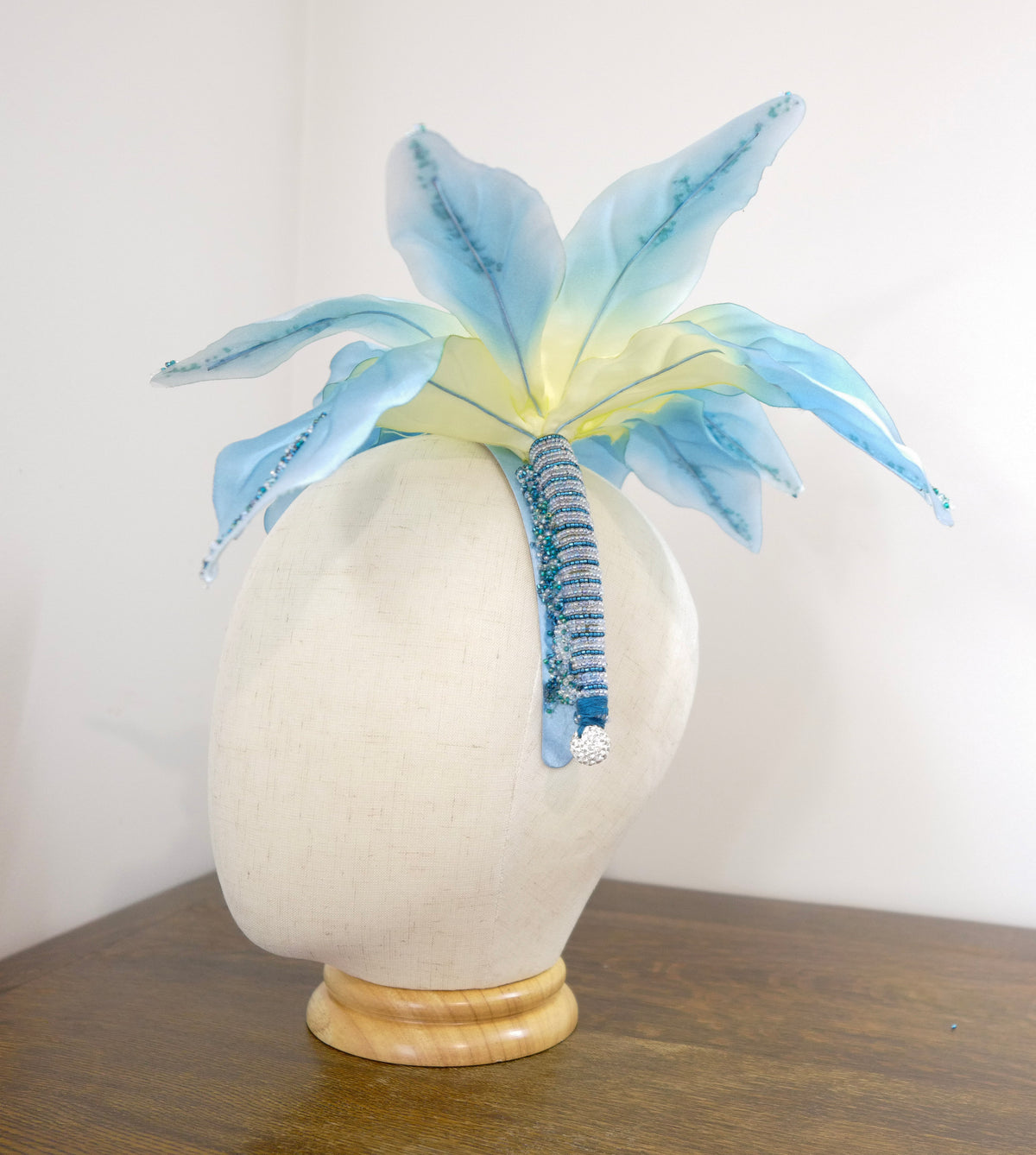 Ocean Blue – Hand-Beaded Floral Headband