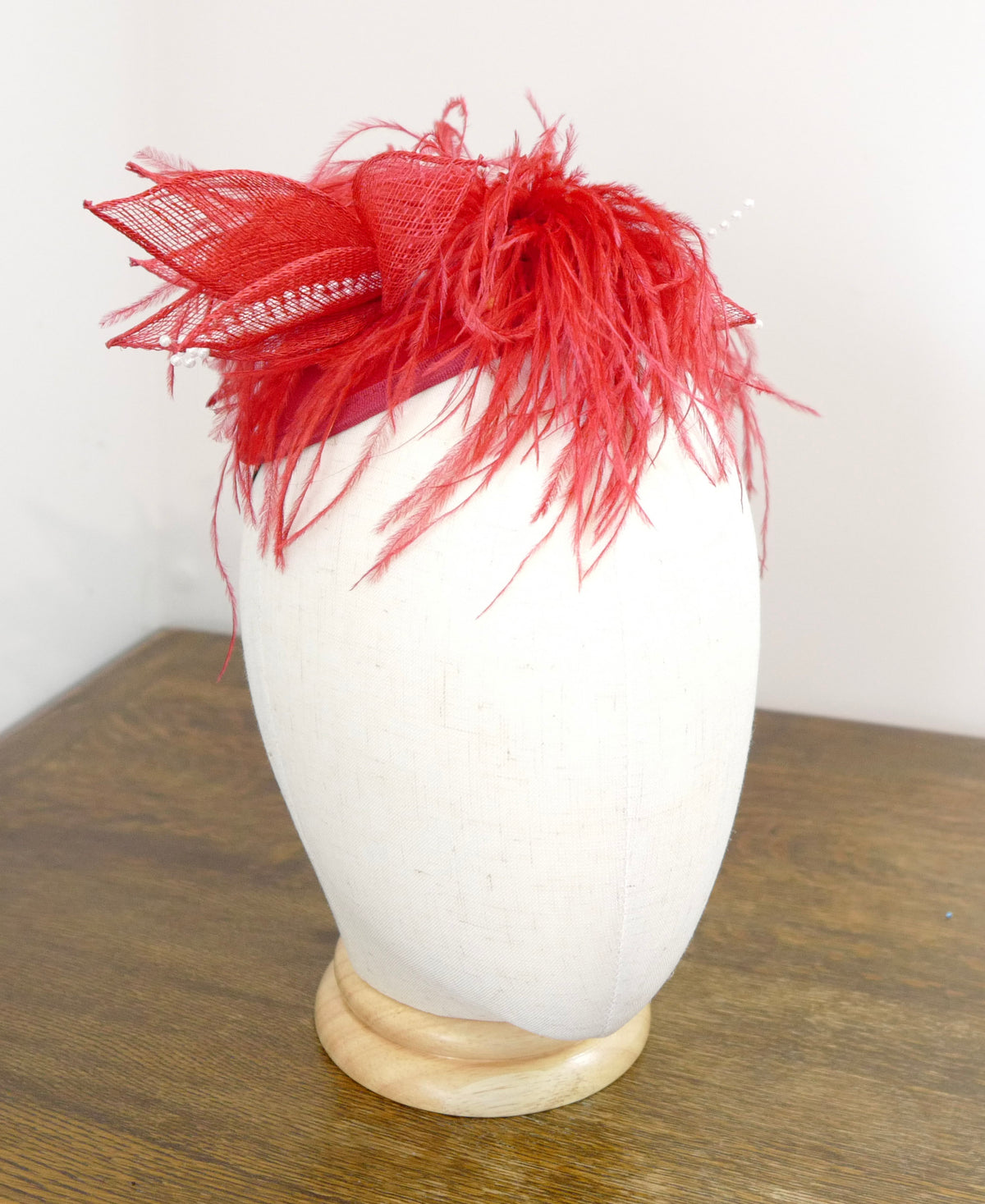 Scarlet Flight - Ostrich Feathers & Sinamay Flowers