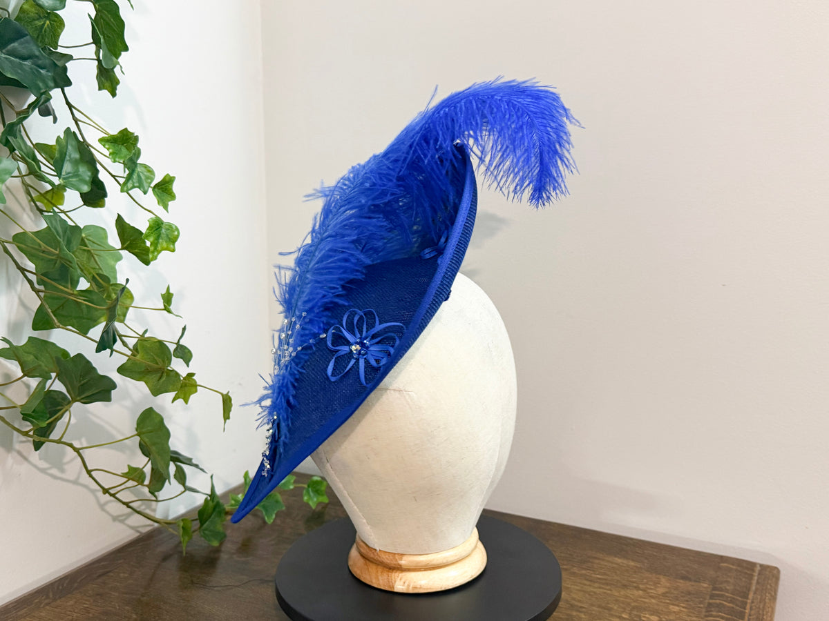 Cobalt Duchess - Heart Shaped Fascinator in Royle Blue
