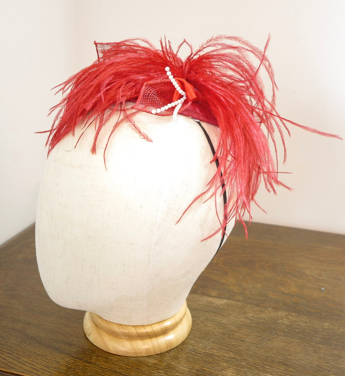 Scarlet Flight - Ostrich Feathers & Sinamay Flowers