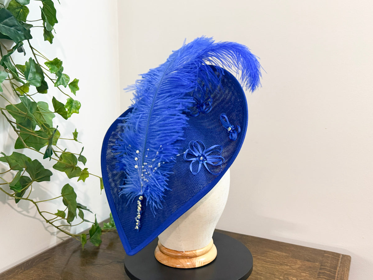 Cobalt Duchess - Heart Shaped Fascinator in Royle Blue