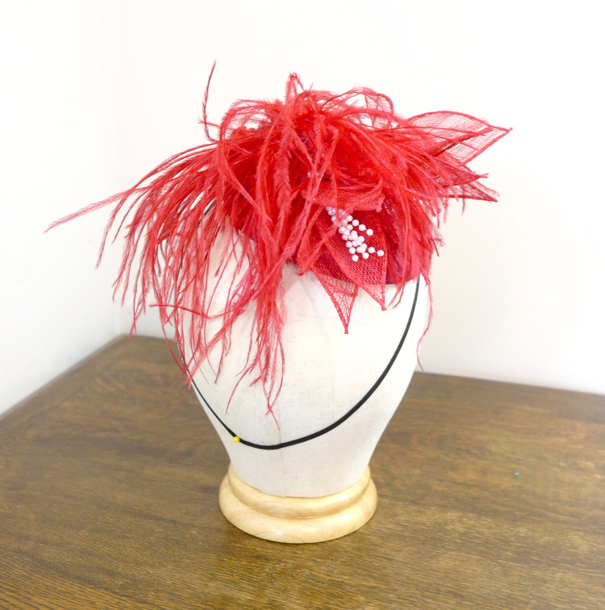 Scarlet Flight - Ostrich Feathers & Sinamay Flowers