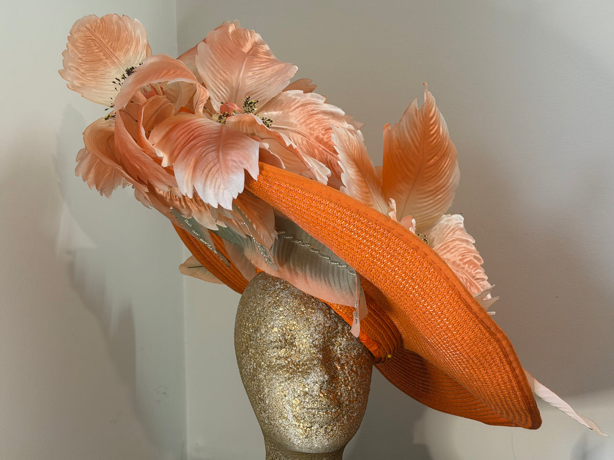 Safety Hat - orange floral hat