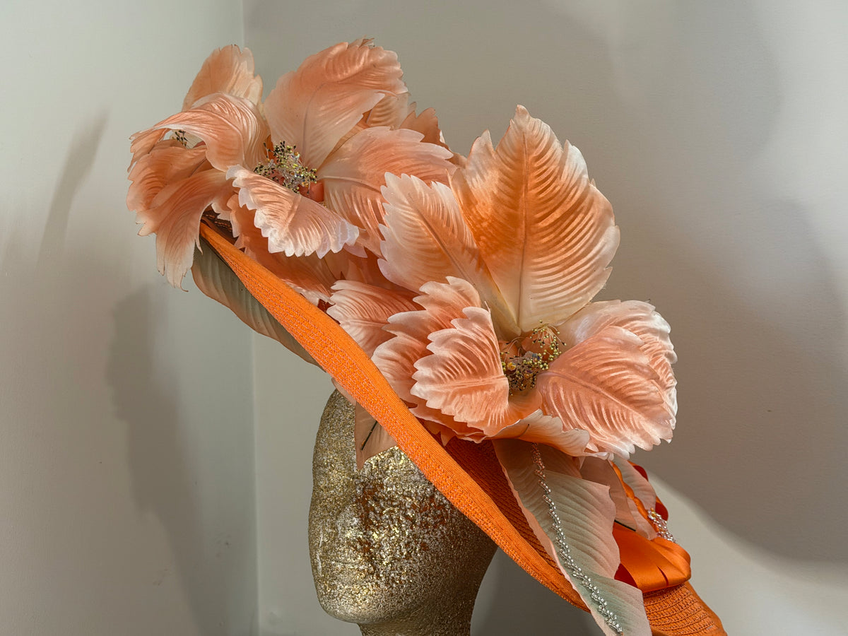 Safety Hat - orange floral hat