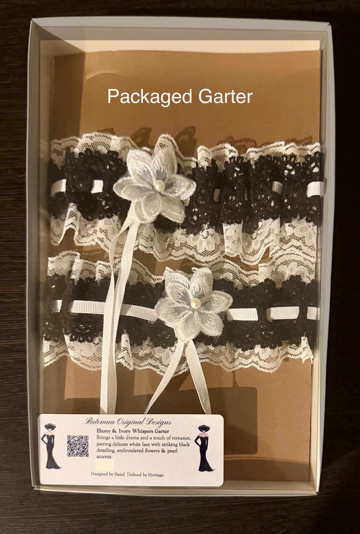 Black & White Lace Formal Garter Set – Ebony & Ivory Whispers