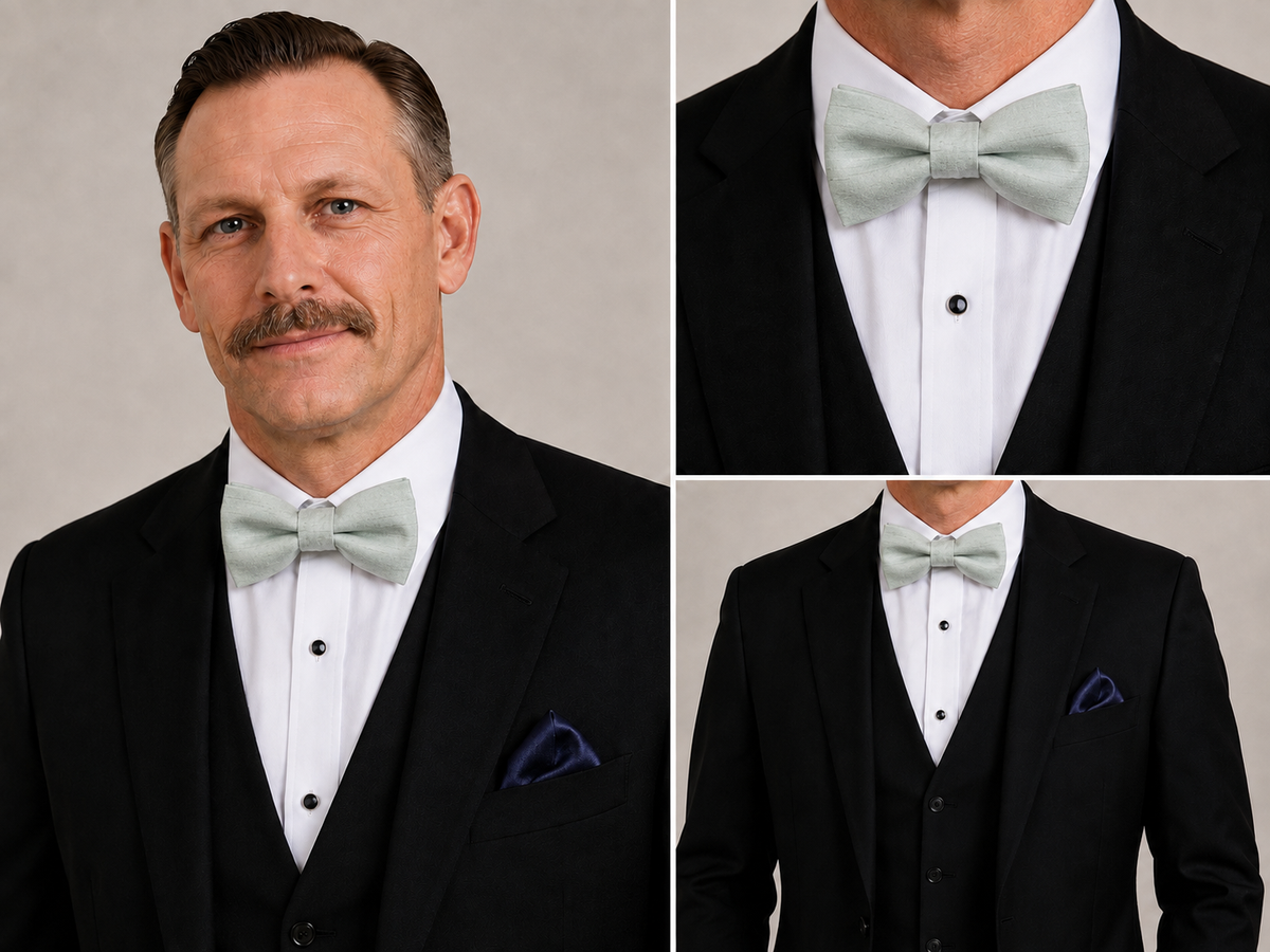 Mint Green Shantung Silk Bow Tie