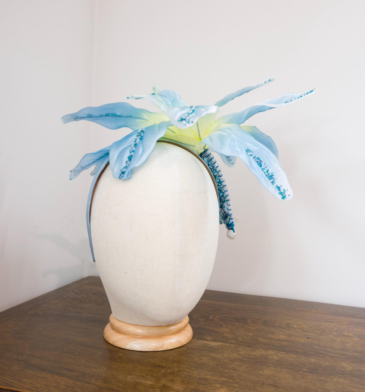 Ocean Blue – Hand-Beaded Floral Headband __etsy:8607152730