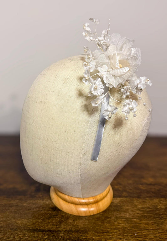 Pure and White - White Floral Head Band