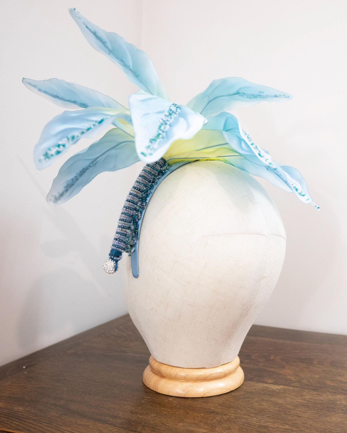 Ocean Blue – Hand-Beaded Floral Headband __etsy:8654987521