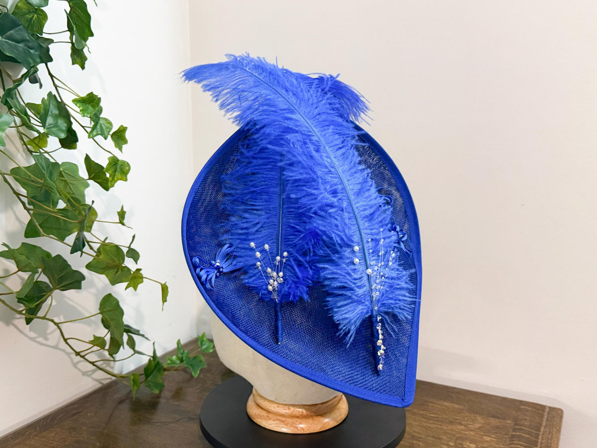 Cobalt Duchess - Heart Shaped Fascinator in Royle Blue __etsy:8657807261